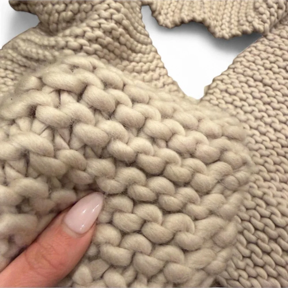 Hand Knit Chunky Oversized Wool Blend Scarf Blush Pink